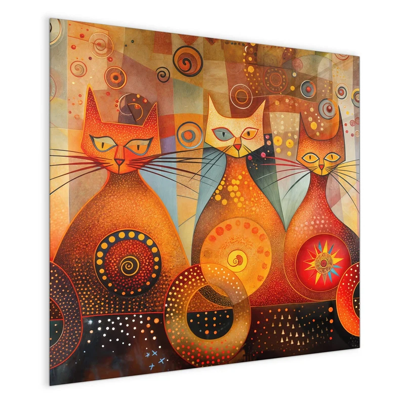 Magnettafel - Drei Katzen in Orange