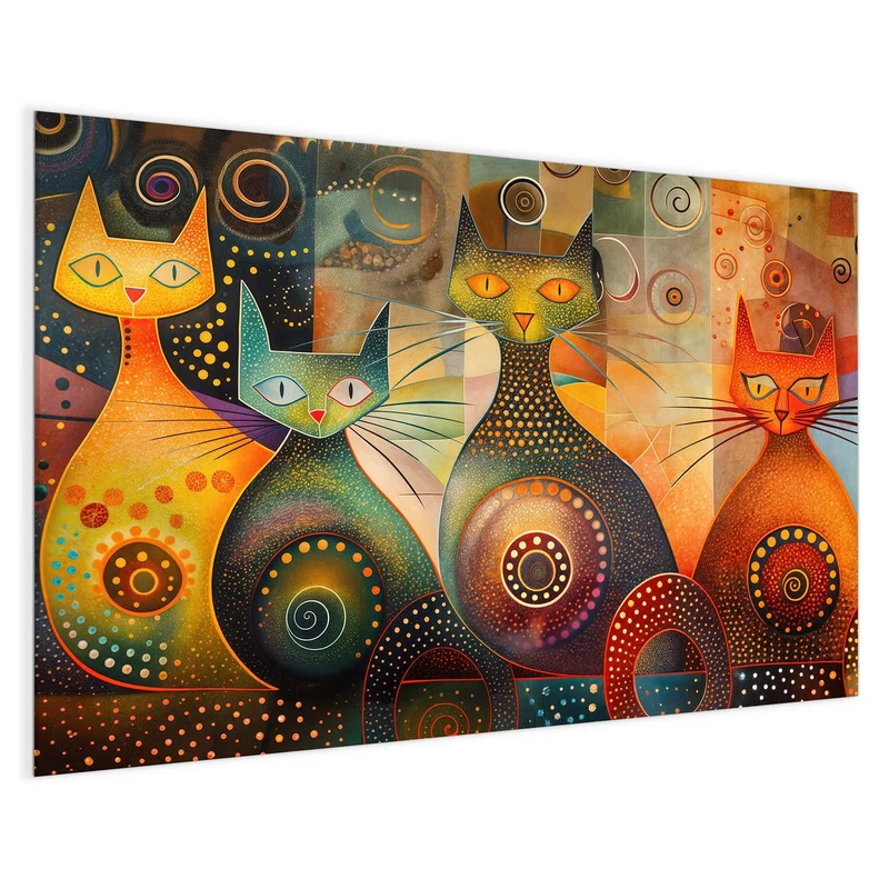 Magnettafel - Drei Katzen in Orange