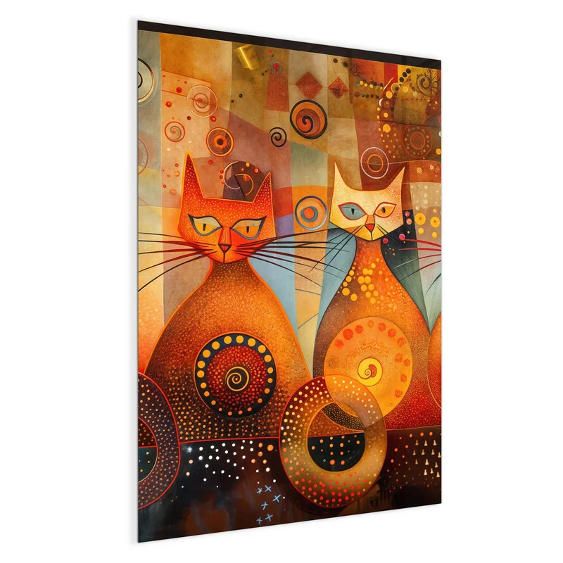 Magnettafel - Drei Katzen in Orange