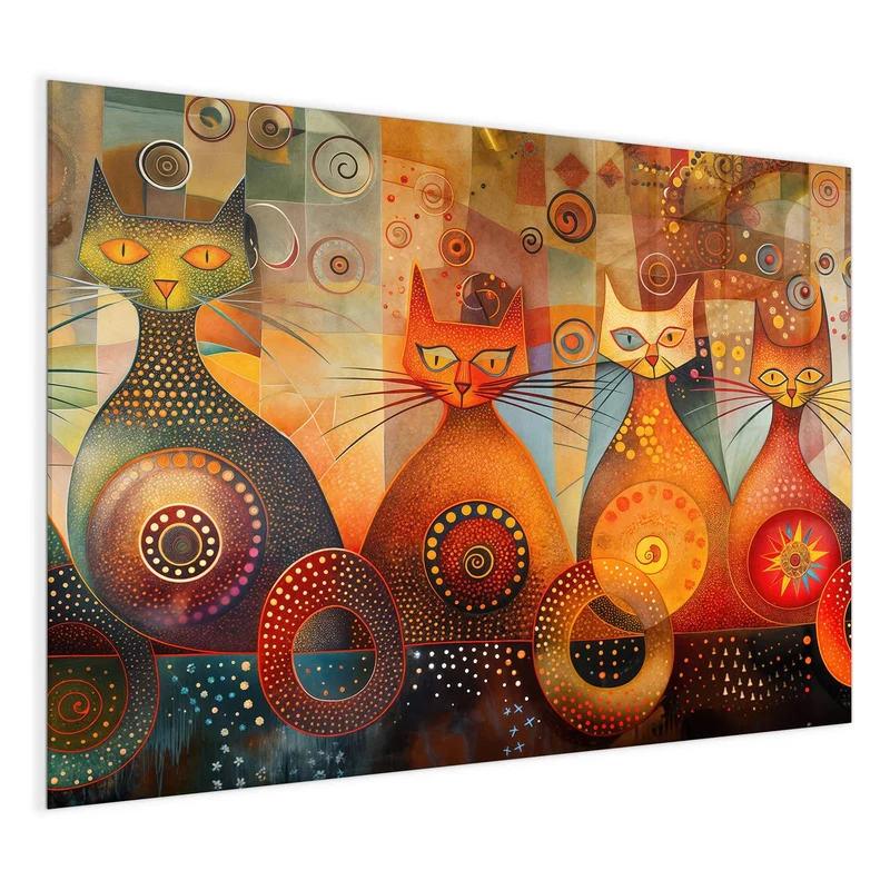 Magnettafel - Drei Katzen in Orange