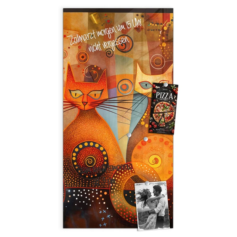 Magnettafel - Drei Katzen in Orange