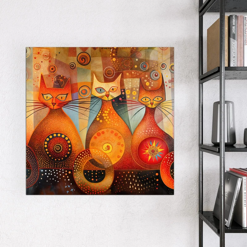 Magnettafel - Drei Katzen in Orange