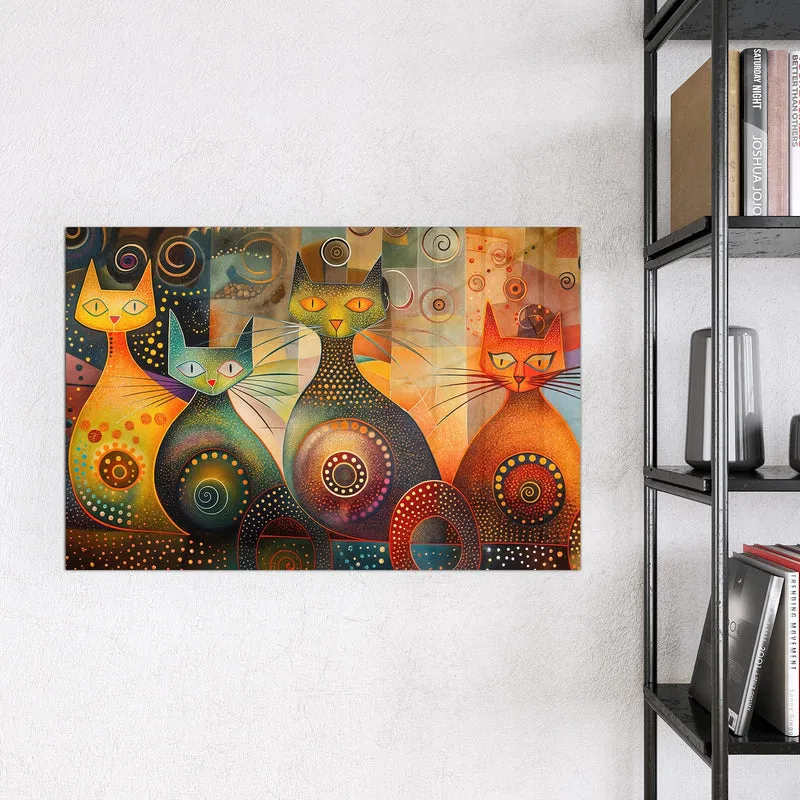 Magnettafel - Drei Katzen in Orange