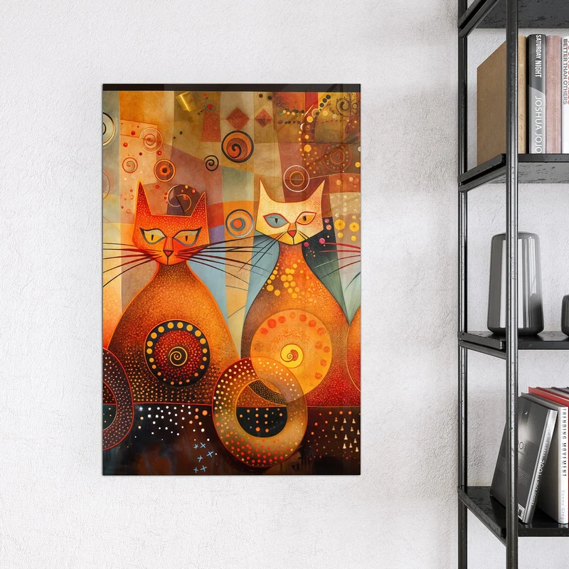 Magnettafel - Drei Katzen in Orange