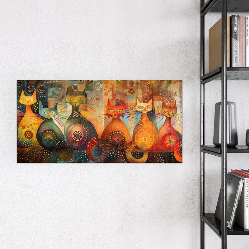 Magnettafel - Drei Katzen in Orange