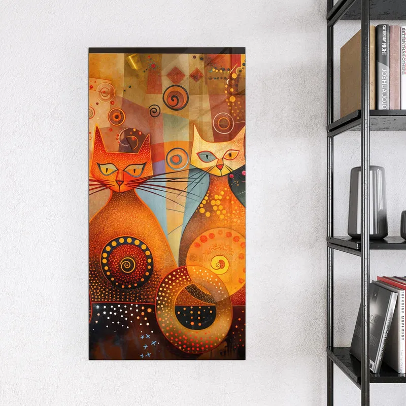 Magnettafel - Drei Katzen in Orange