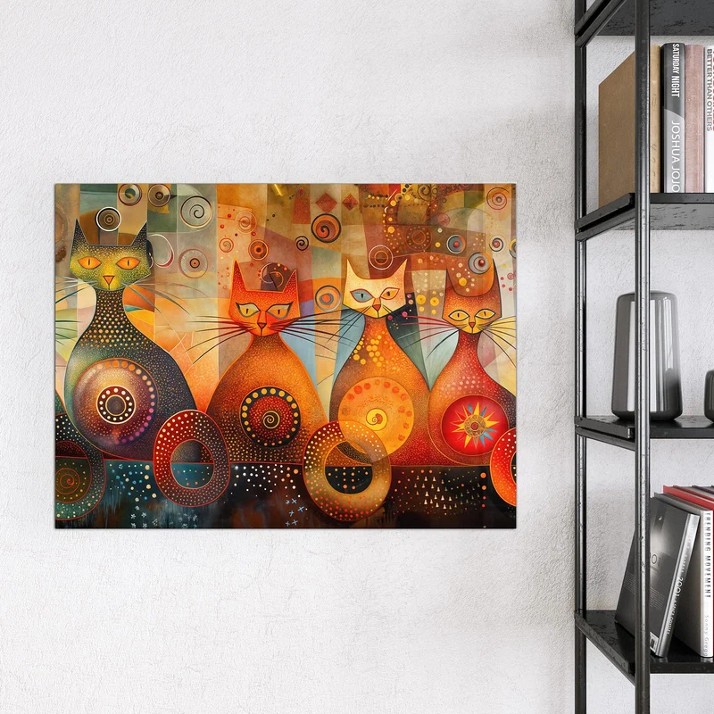 Magnettafel - Drei Katzen in Orange