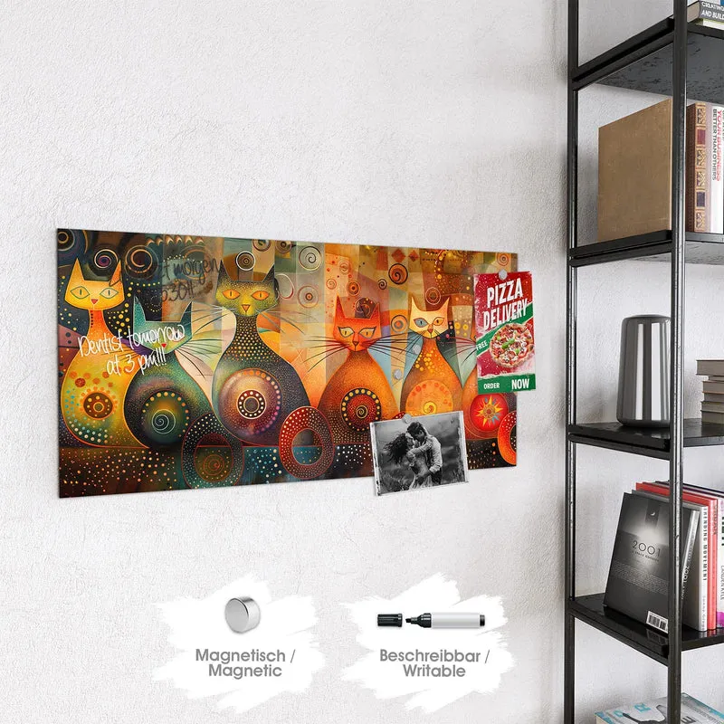 Magnettafel - Drei Katzen in Orange