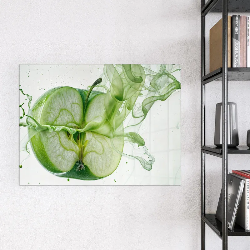 Magnettafel - Apfel in grünem Rauch
