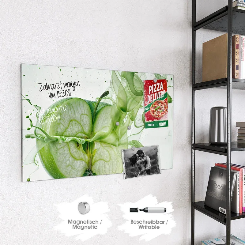 Magnettafel - Apfel in grünem Rauch