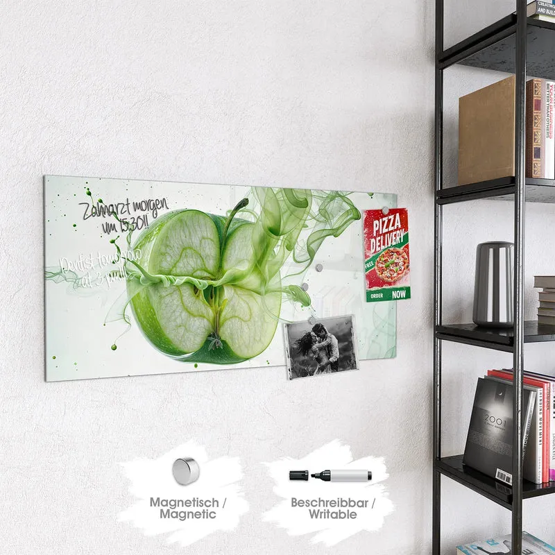 Magnettafel - Apfel in grünem Rauch