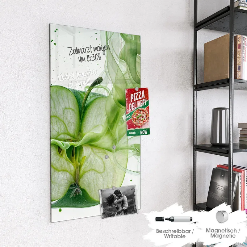 Magnettafel - Apfel in grünem Rauch