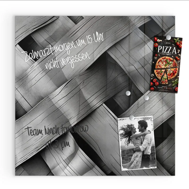 Magnettafel - Graues Holzgeflecht