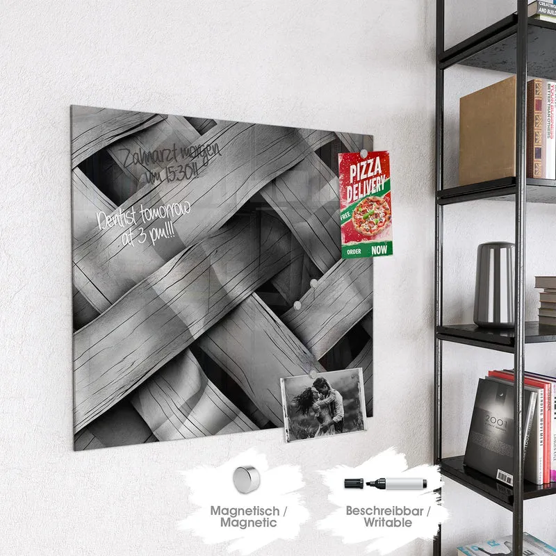 Magnettafel - Graues Holzgeflecht