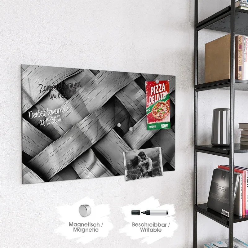 Magnettafel - Graues Holzgeflecht