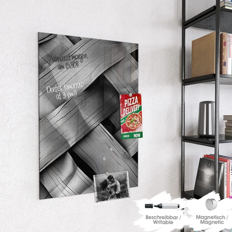 Magnettafel - Graues Holzgeflecht