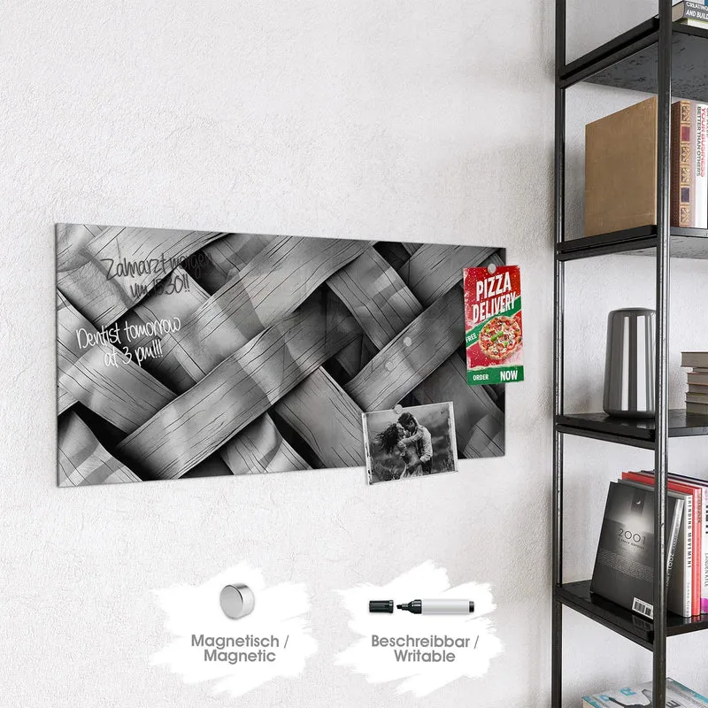 Magnettafel - Graues Holzgeflecht