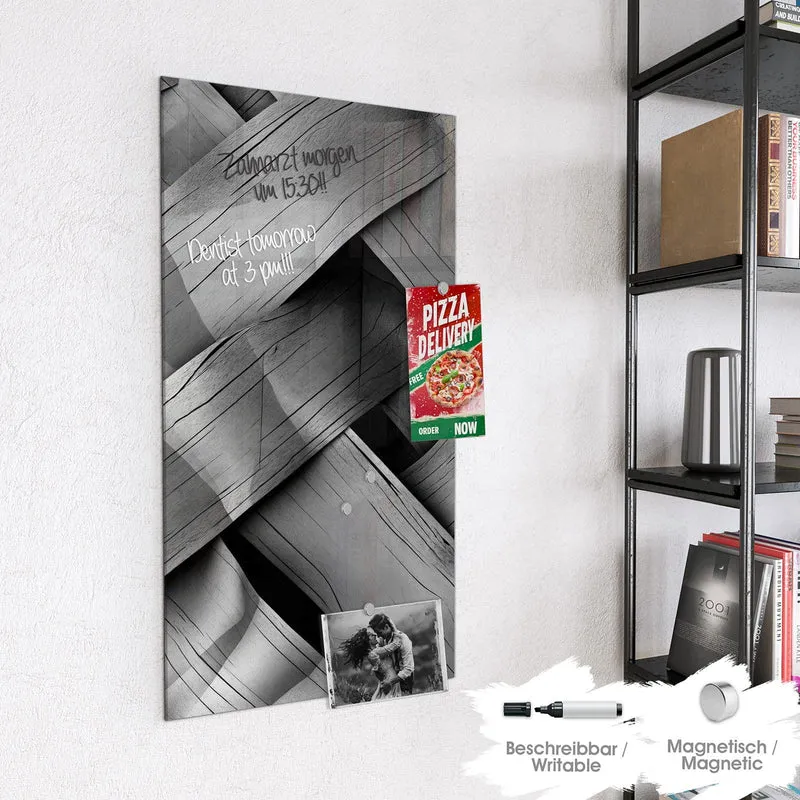 Magnettafel - Graues Holzgeflecht