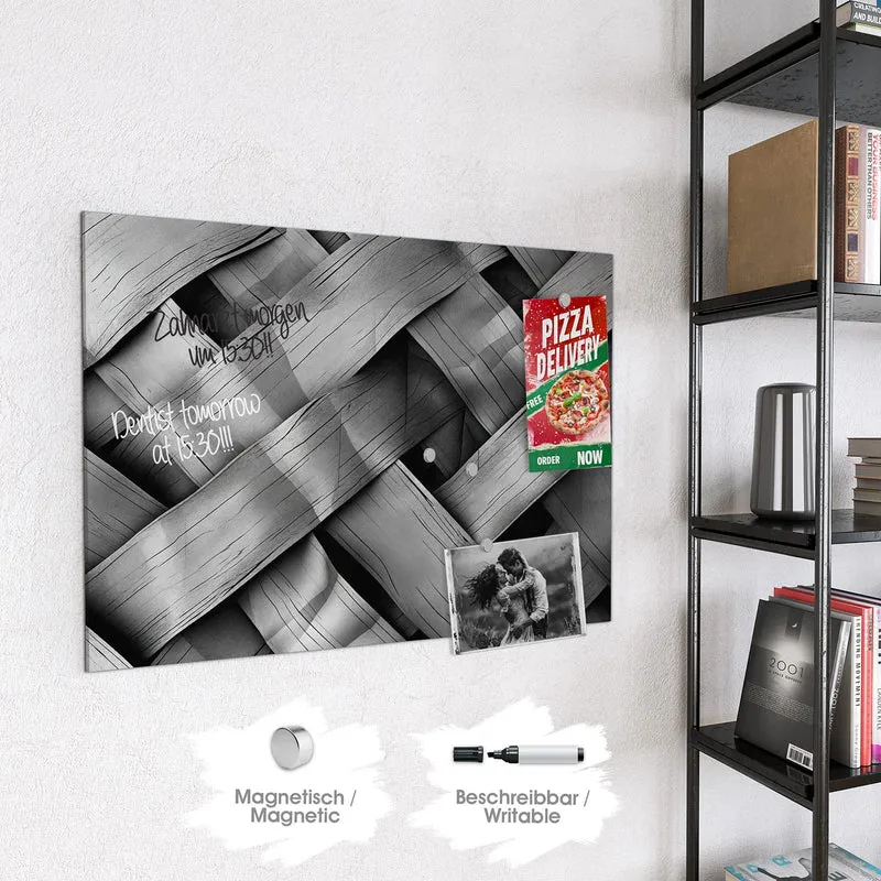 Magnettafel - Graues Holzgeflecht