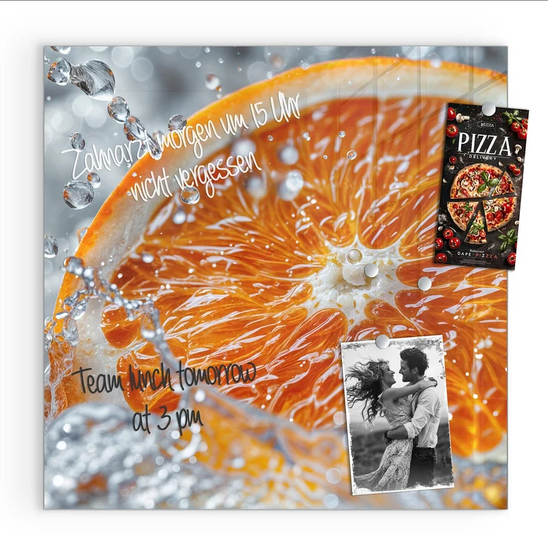 Magnettafel - Orangenscheibe im Wasser