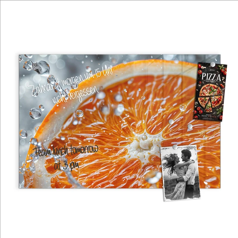Magnettafel - Orangenscheibe im Wasser
