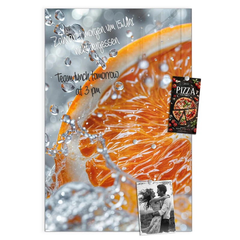 Magnettafel - Orangenscheibe im Wasser
