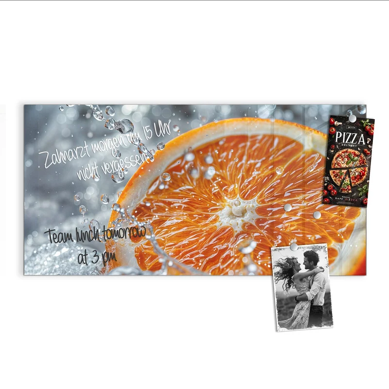 Magnettafel - Orangenscheibe im Wasser