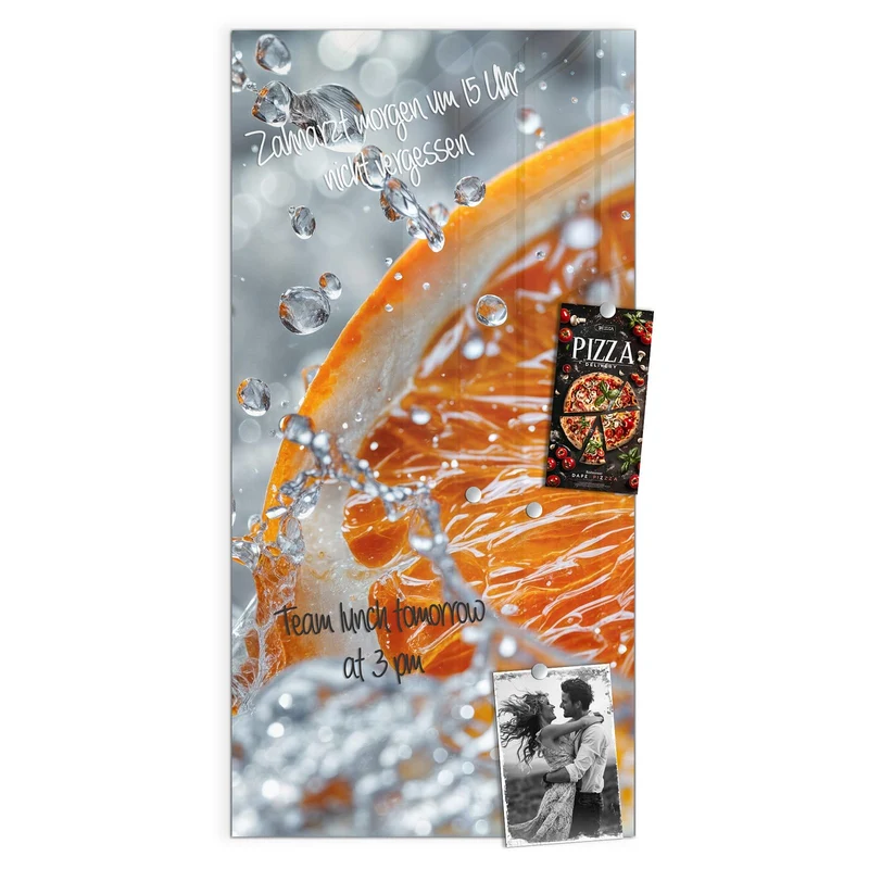 Magnettafel - Orangenscheibe im Wasser