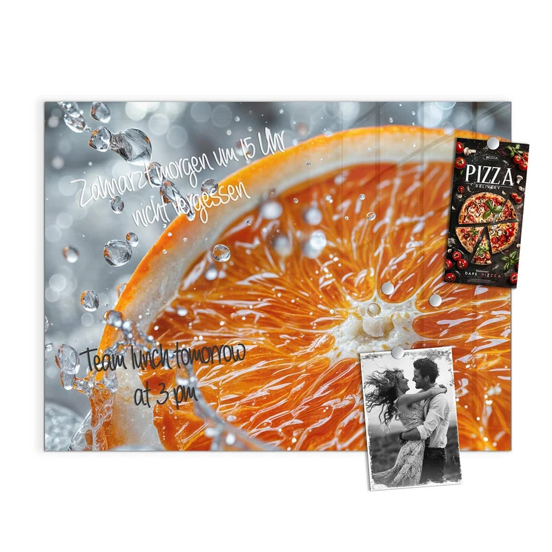 Magnettafel - Orangenscheibe im Wasser