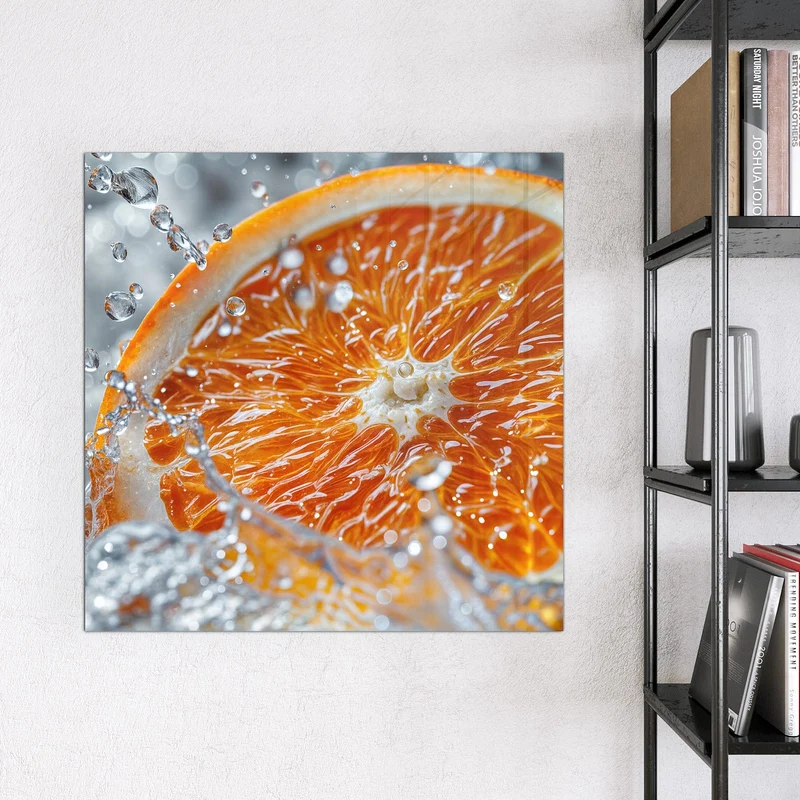 Magnettafel - Orangenscheibe im Wasser