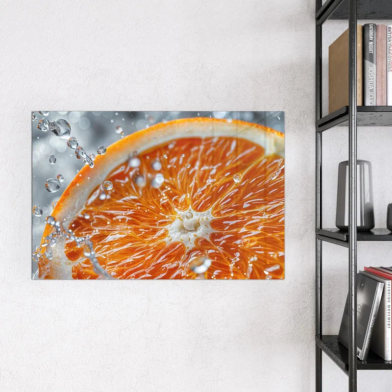 Magnettafel - Orangenscheibe im Wasser