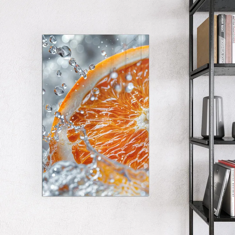 Magnettafel - Orangenscheibe im Wasser