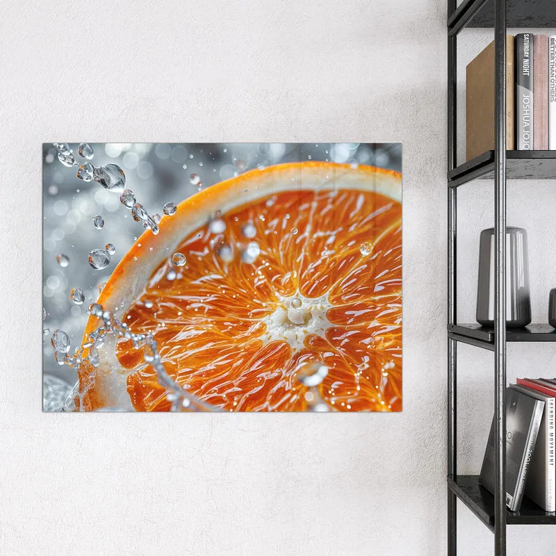 Magnettafel - Orangenscheibe im Wasser