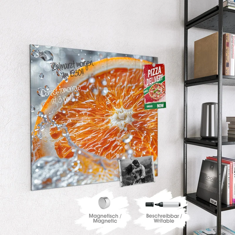Magnettafel - Orangenscheibe im Wasser