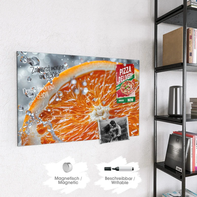 Magnettafel - Orangenscheibe im Wasser