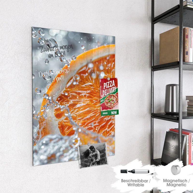Magnettafel - Orangenscheibe im Wasser