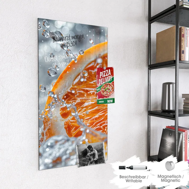 Magnettafel - Orangenscheibe im Wasser