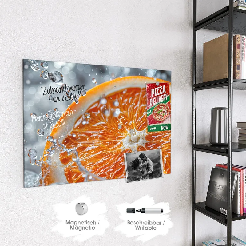 Magnettafel - Orangenscheibe im Wasser