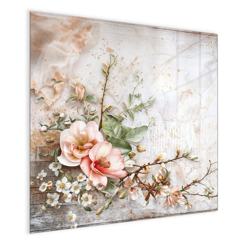 Magnettafel - Magnolien auf Holz