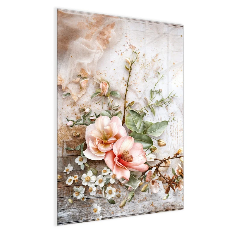 Magnettafel - Magnolien auf Holz