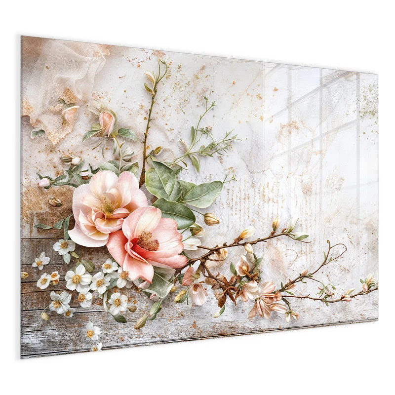 Magnettafel - Magnolien auf Holz