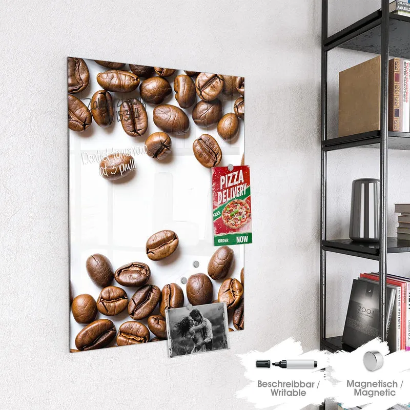 Magnettafel - Kaffeebohnen auf Weiß