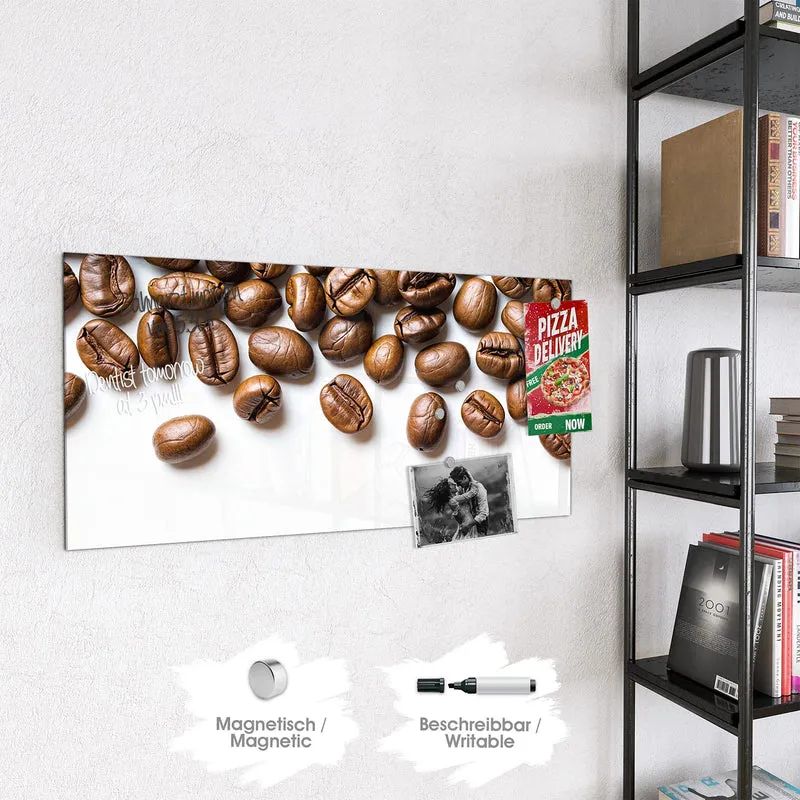 Magnettafel - Kaffeebohnen auf Weiß