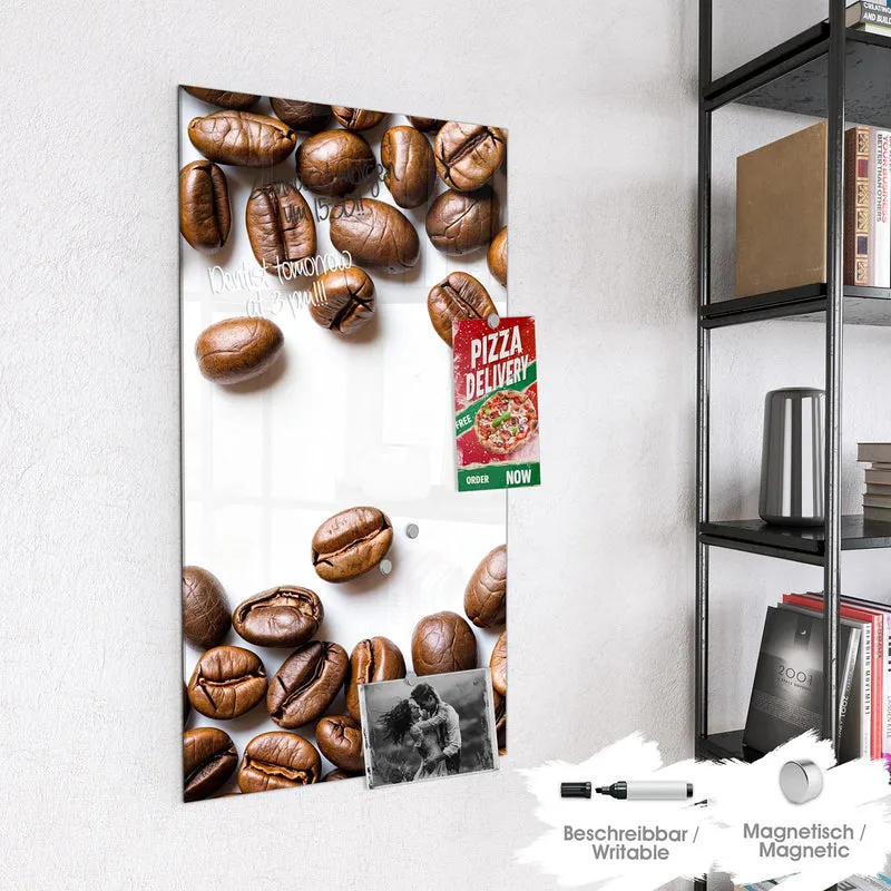 Magnettafel - Kaffeebohnen auf Weiß