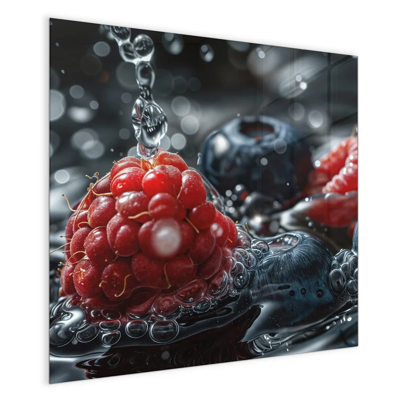 Magnettafel - Himbeere und Blaubeeren