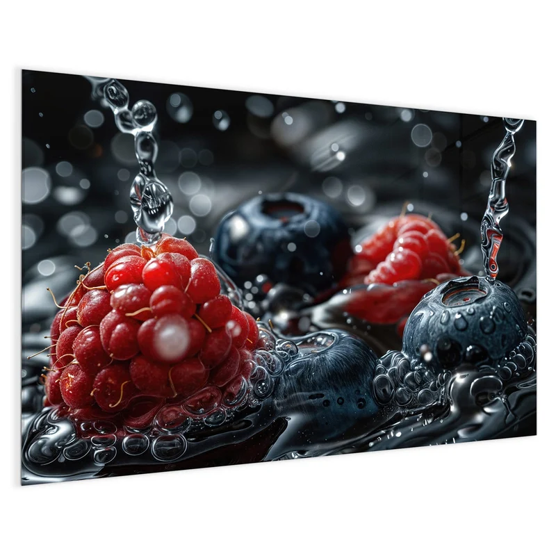 Magnettafel - Himbeere und Blaubeeren