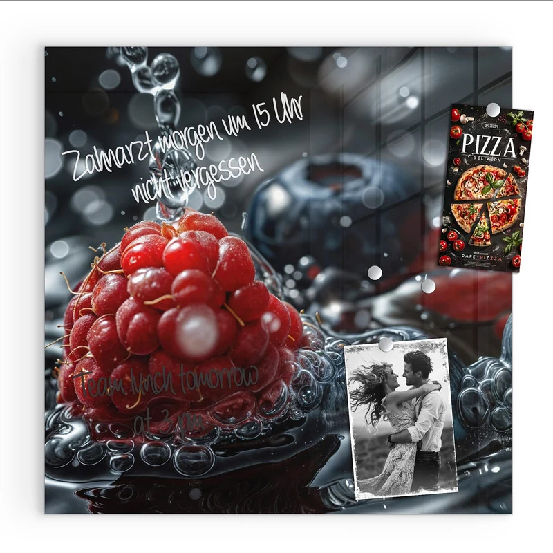 Magnettafel - Himbeere und Blaubeeren