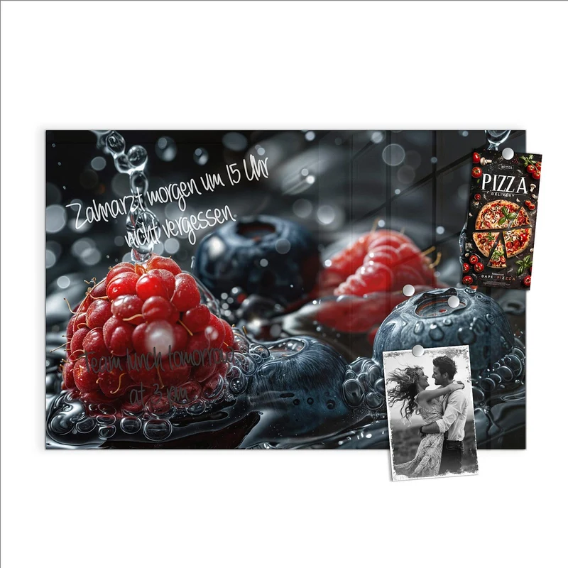 Magnettafel - Himbeere und Blaubeeren