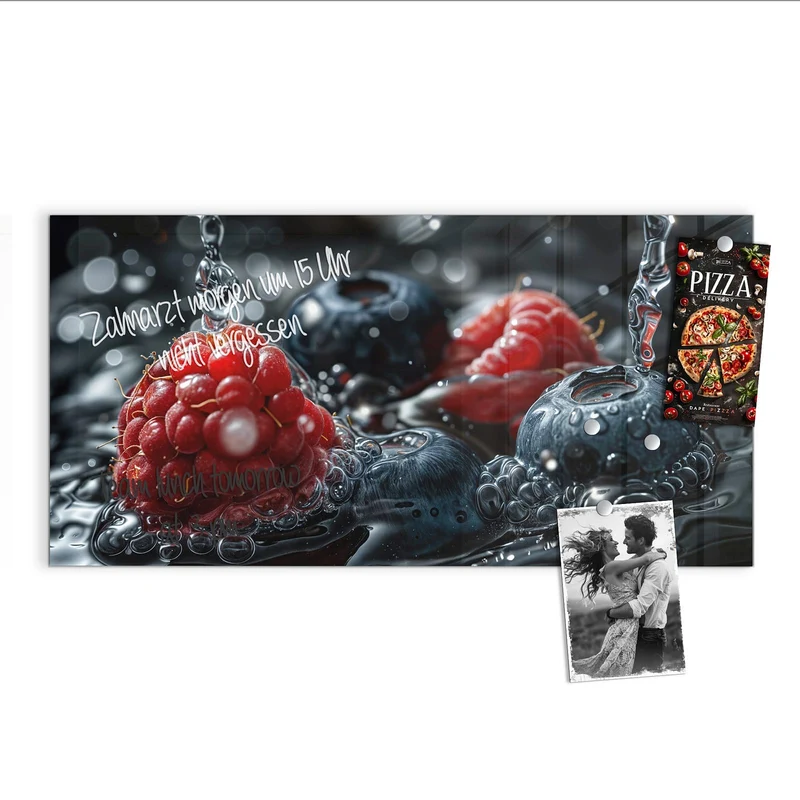 Magnettafel - Himbeere und Blaubeeren