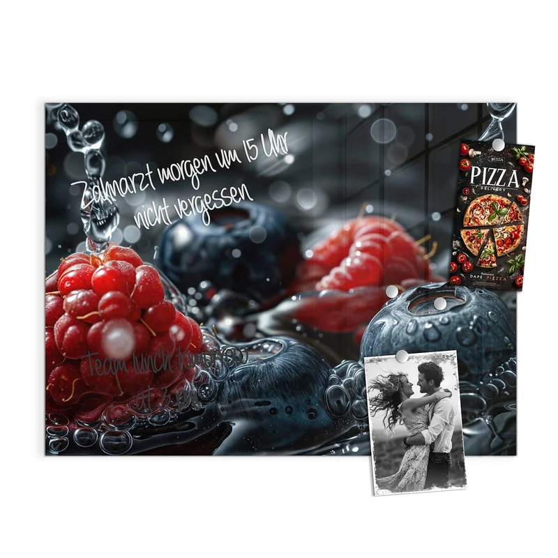 Magnettafel - Himbeere und Blaubeeren